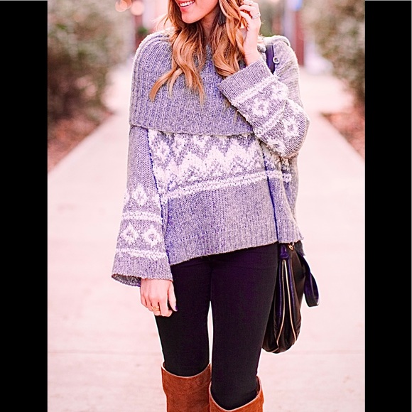 NWOT Free People Fair Isle Wool Blend Sweater - Picture 10 of 10